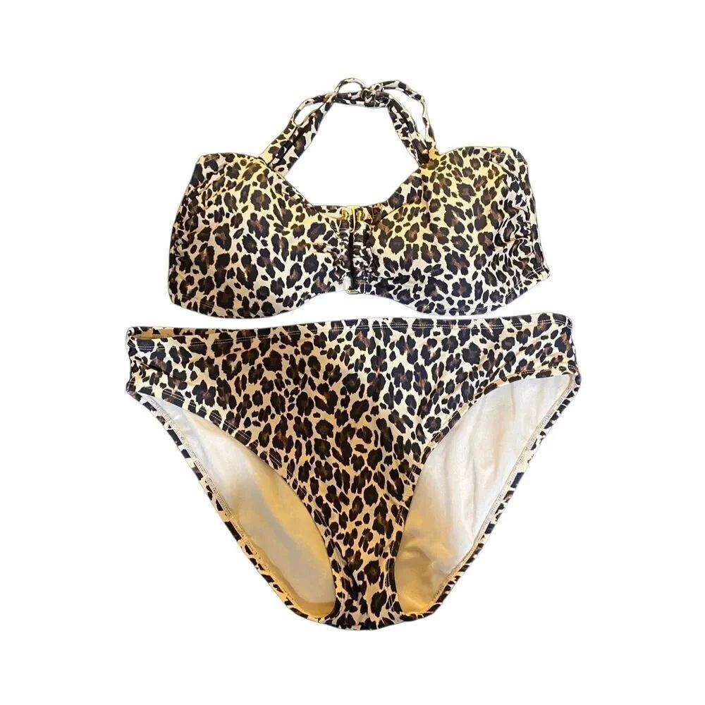 NWOT Time & tru women’s plus size cheetah print 2PC swimsuit BXL T2x